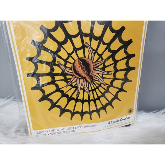 1987 Vintage BEISTLE Halloween SPIDER on Web Honeycomb Paper Hanging Decor retro - Picture 5 of 9